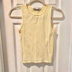 ZARA Light Yellow Crew Neck Tank